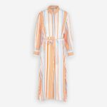 Bild von Mavi Weiß-orangefarbenes gestreiftes Midikleid